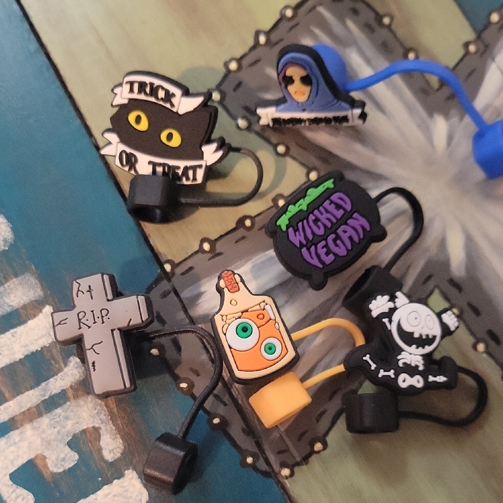 Halloween-Themed Straw Topper Set Of 6